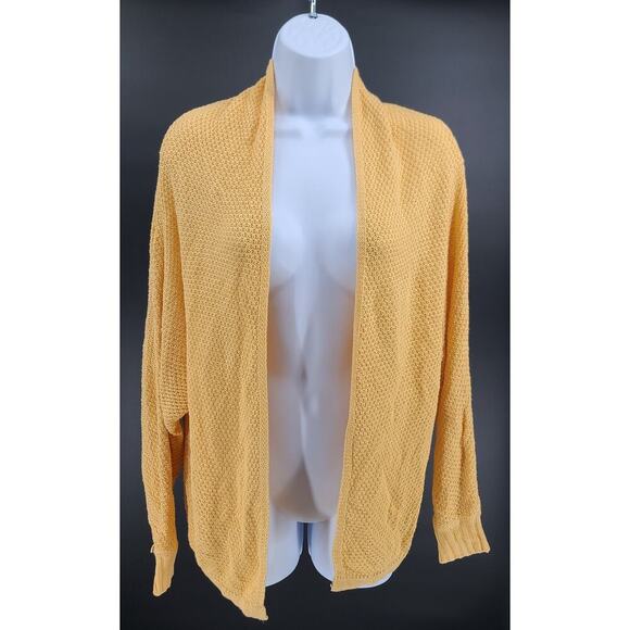 Velvet by Graham & Spencer marigold yellow cardigan size Small loose knit Office - Picture 1 of 9